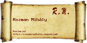 Rozman Mihály névjegykártya